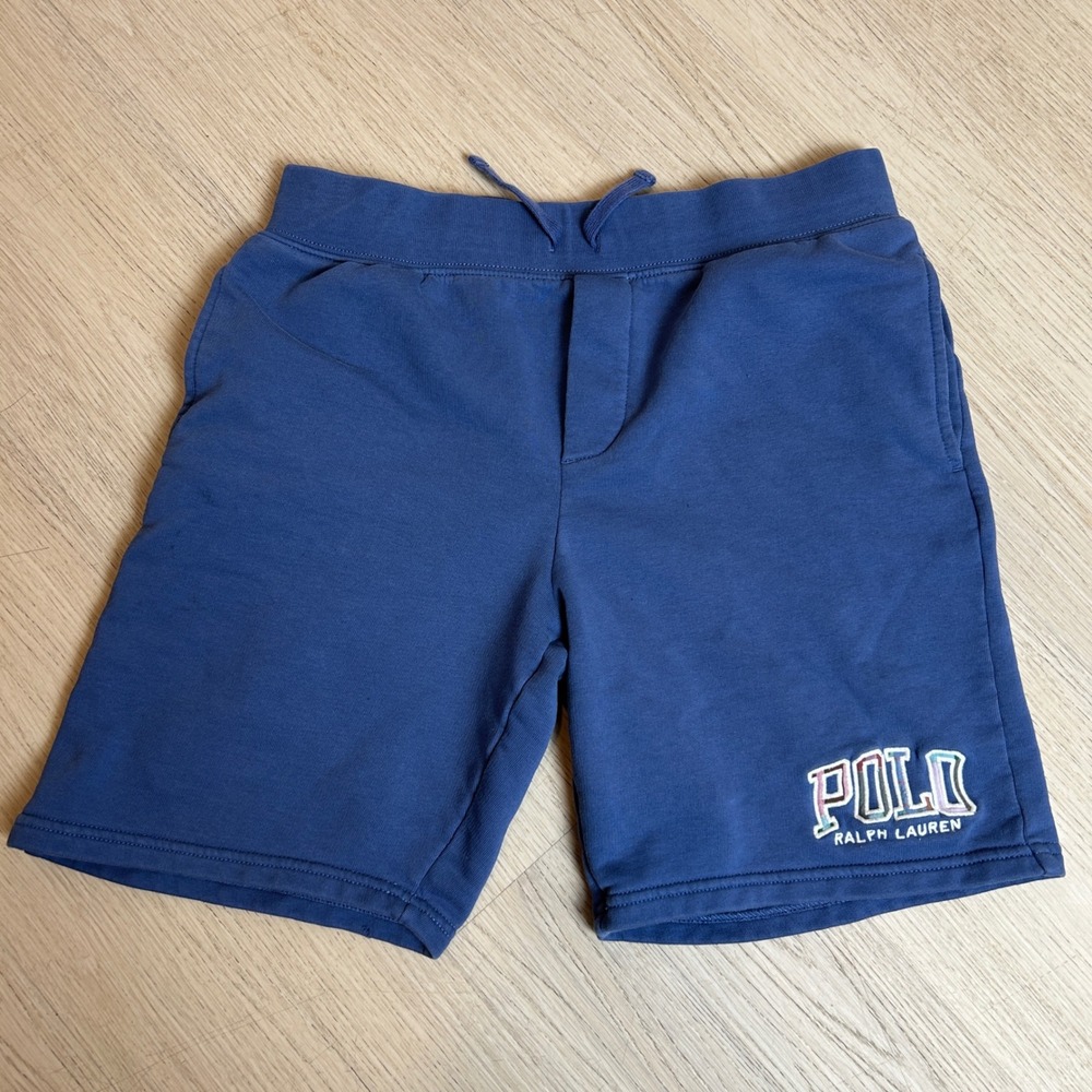 Polo Ralph Lauren Blue Fleece Sweat Shorts Embroidered Logo Womens L 14-16